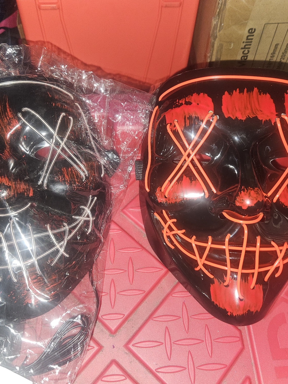 Black LED Party Mask with Red Accent Lights